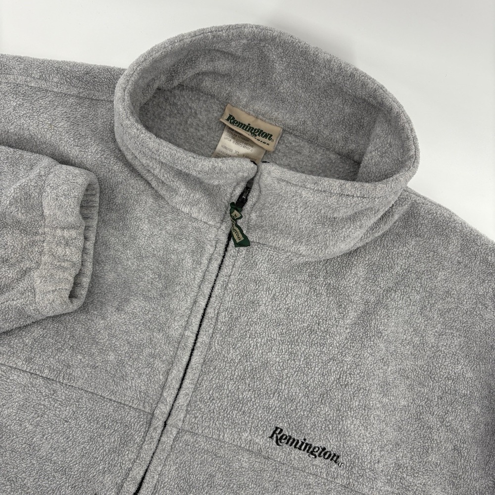 Vintage Remington Mens XL Full Zip Fleece Coat Jacket Shacket Gray Heather